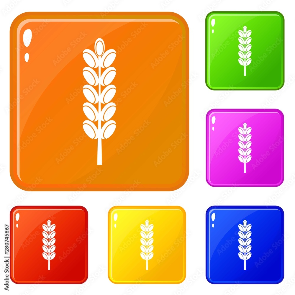 Poster field spike icons set collection vector 6 color isolated on white background
