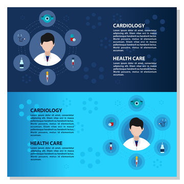 Medical infographic elements data visualization vector design template. Medical Flat Vector Concept. Health and Medical Care Illustration. Medicine arms crossed doctor and laboratory.