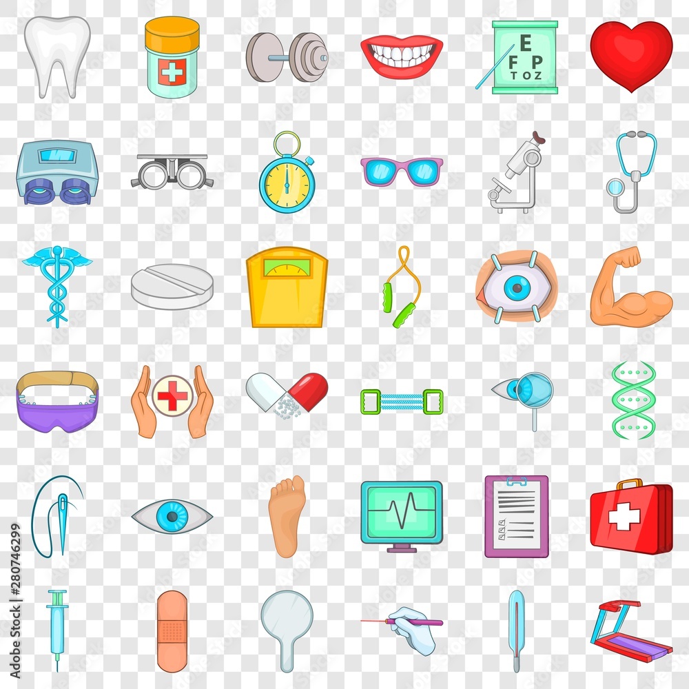 Aufkleber health procedure icons set. cartoon style of 36 health procedure vector icons for web for any design