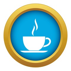 Cup of hot drink icon blue vector isolated on white background for any design