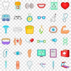 Health procedure icons set. Cartoon style of 36 health procedure vector icons for web for any design