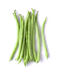 long beans isolated on white background. top view