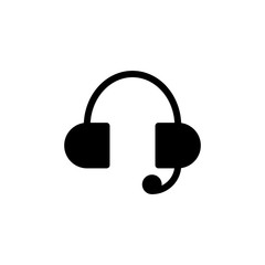 flat glyph head phone, service, support icon symbol sign, logo template, vector, eps 10