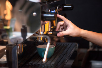 Fototapeta na wymiar Process of preparation of coffee, a closeup