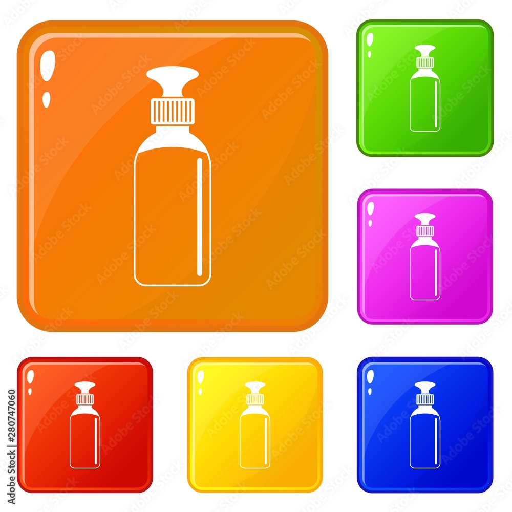 Poster closed vial icons set collection vector 6 color isolated on white background
