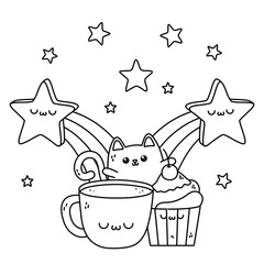 Kawaii of cat cartoon design