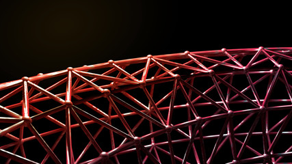 Futuristic Visualization: Abstract Triangular Grid Mesh Tunnel. Innovative Background, 3D Render