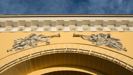 Elements of the facade of the Admiralty building in St. Petersburg