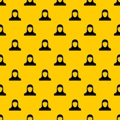 Muslim women wearing hijab pattern seamless vector repeat geometric yellow for any design