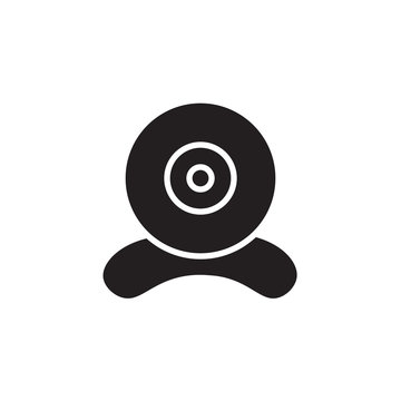 flat black web cam glyph icon symbol sign, logo template, vector, eps 10