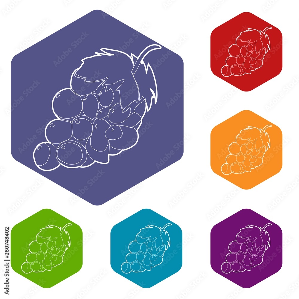 Poster grape icon. outline illustration of grape vector icon for web