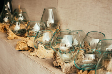 art glass bowls, vases in Bali, Indonesia