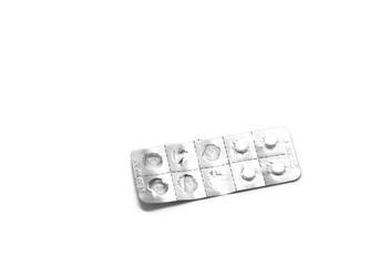 Medicine panel on white background.