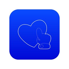 Heart touch icon blue vector isolated on white background