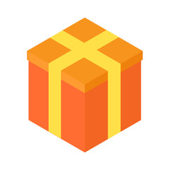Color gift box isometric flat icon. Vector illustration