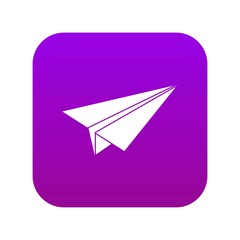 Paper airplane icon digital purple for any design isolated on white vector illustration