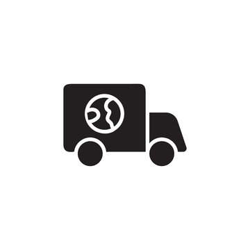 flat delivery, package, ship, glyph icon symbol sign, logo template, vector, eps 10