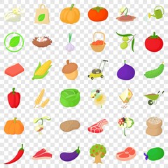 Farm icons set. Cartoon style of 36 farm vector icons for web for any design