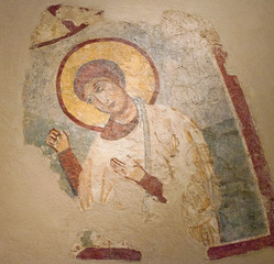 Wall painting in the Church Hagios Georgios and Nikolaos on Naxos Island, Cyclades, Greece. Late 13-th century