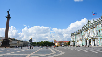 winter palace and alexander column in st. petersburg
