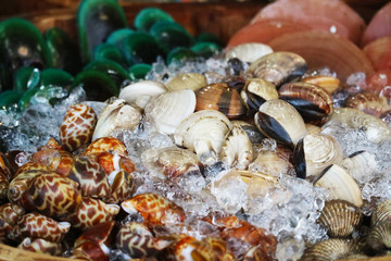 Fresh seafood on street food can be seen in Thailand and tourist attractions