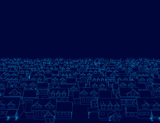 Background with contours of residential buildings. Vector illustration