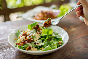 Caesar Salad vegetable recipe with creamy dressing.