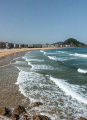 Zurriola beach in San Sebastian Spain