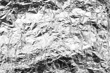 Close up of a wrinkled aluminum foil sheet