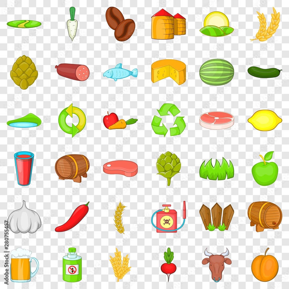 Poster worker icons set. cartoon style of 36 worker vector icons for web for any design