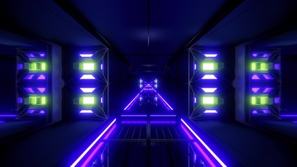futuristic science-fiction tunnel corridor 3d illustration background