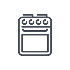 Kitchen stove and oven line icon. Vector outline sign.