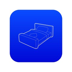 Double bed icon blue vector isolated on white background