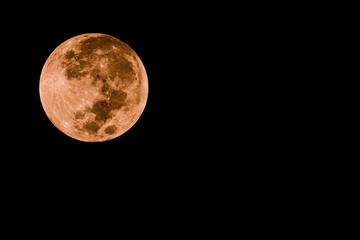 Portrait of moon with red color and dark background