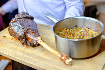 roast leg with snack on the board
