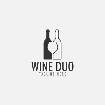 Wine duo logo design template vector isolated