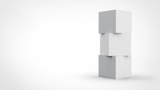 3d Cube Box Render On Isolated Background For Product Package Design Mockup And Template 