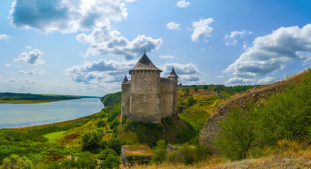 View of Khotyn Fortress on Dniester riverside. Ukraine