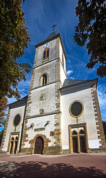 Perspective view of Saint Leger church. Village of Rixheim, France