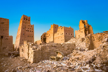 abandonned historic loam city of Marib in South Yemen