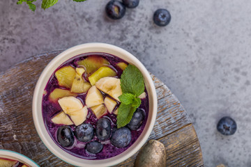 Breakfast acai smoothie bowl for healthy lifestyle