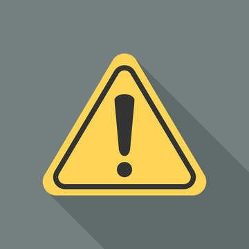 Warning Sign Icon Symbol Yellow Triangle Flat Design Vector