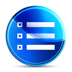 Hamburger menu bar icon glassy vibrant sky blue round button illustration