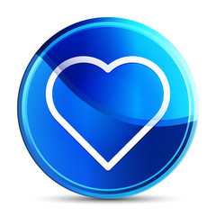 Heart icon glassy vibrant sky blue round button illustration