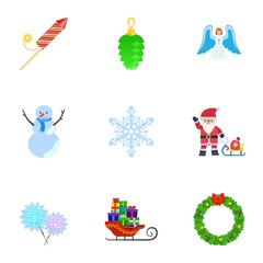 Xmas icon set. Flat set of 9 xmas vector icons for web design isolated on white background
