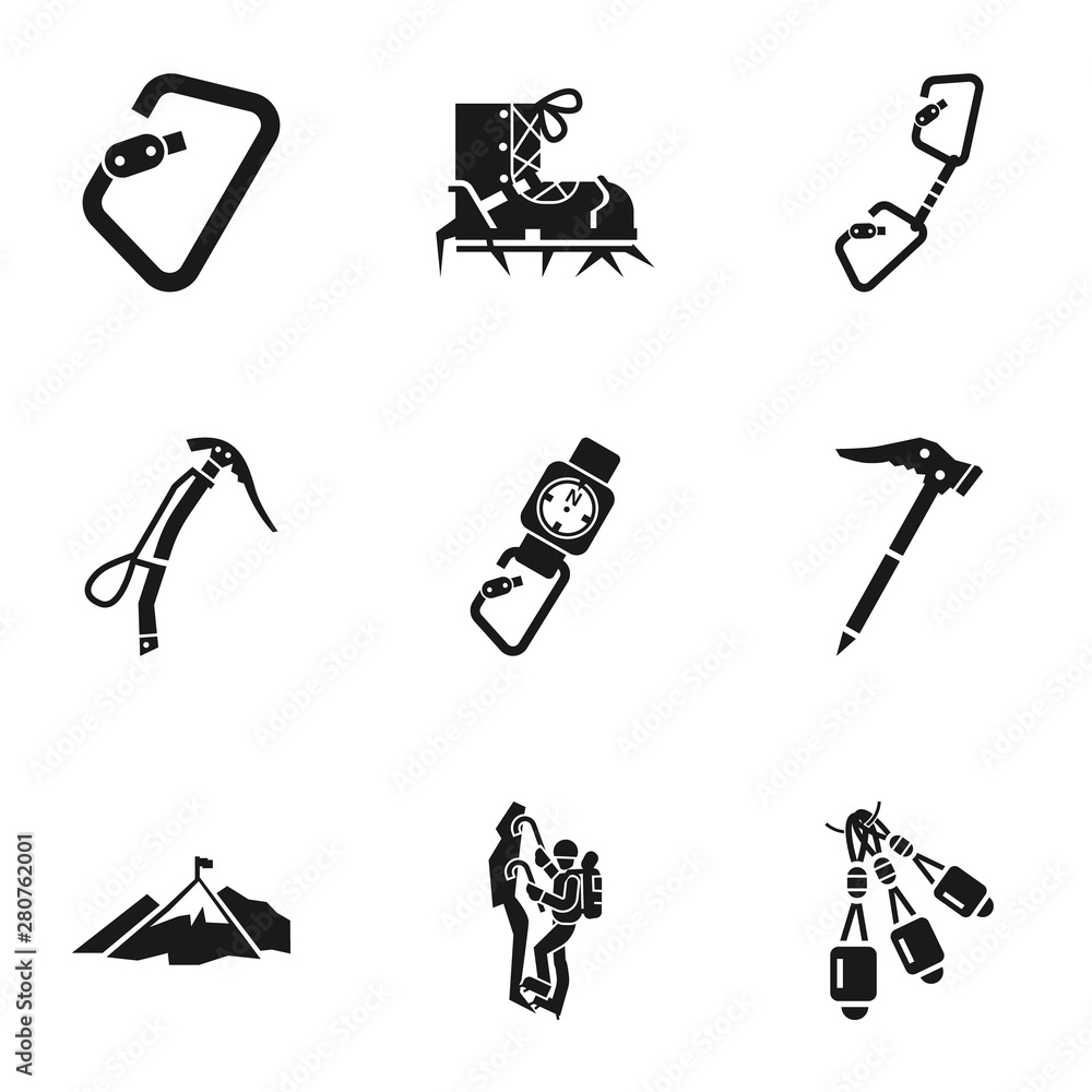 Poster climbing icon set. simple set of 9 climbing vector icons for web design isolated on white background
