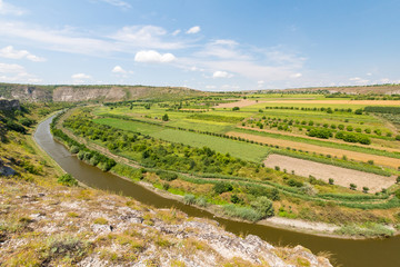 summer view over raut river meanders in orheiul vechi, republic of moldova countryside  