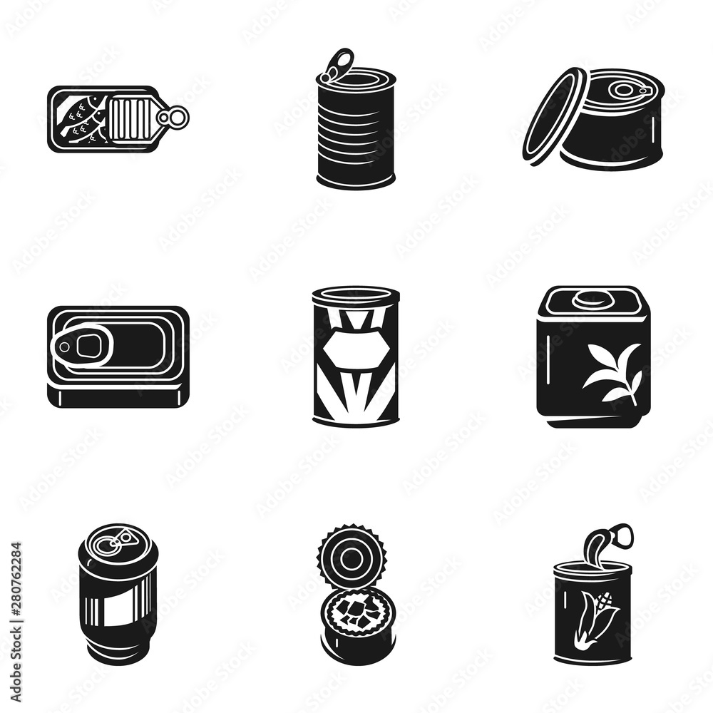 Poster canned food icon set. simple set of 9 canned food vector icons for web design isolated on white back