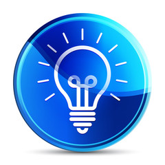 Lightbulb icon glassy vibrant sky blue round button illustration