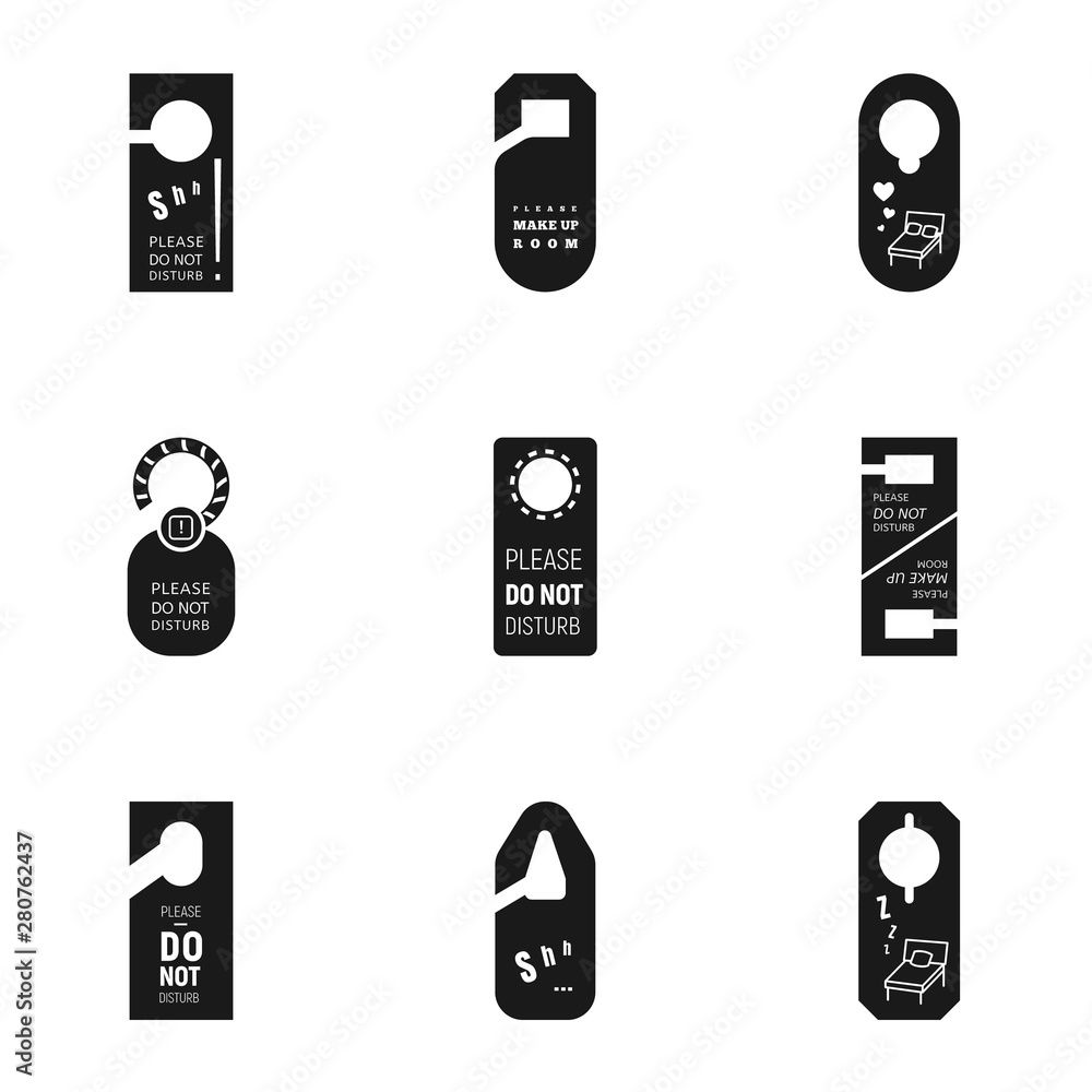 Poster door hanger tag icon set. simple set of 9 door hanger tag vector icons for web design isolated on wh